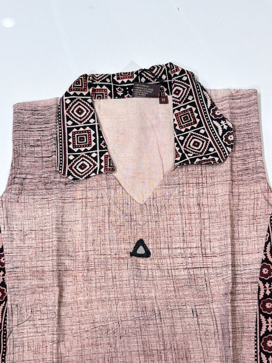 Peach Tribal Print Kurta Pant Co-Ord Set