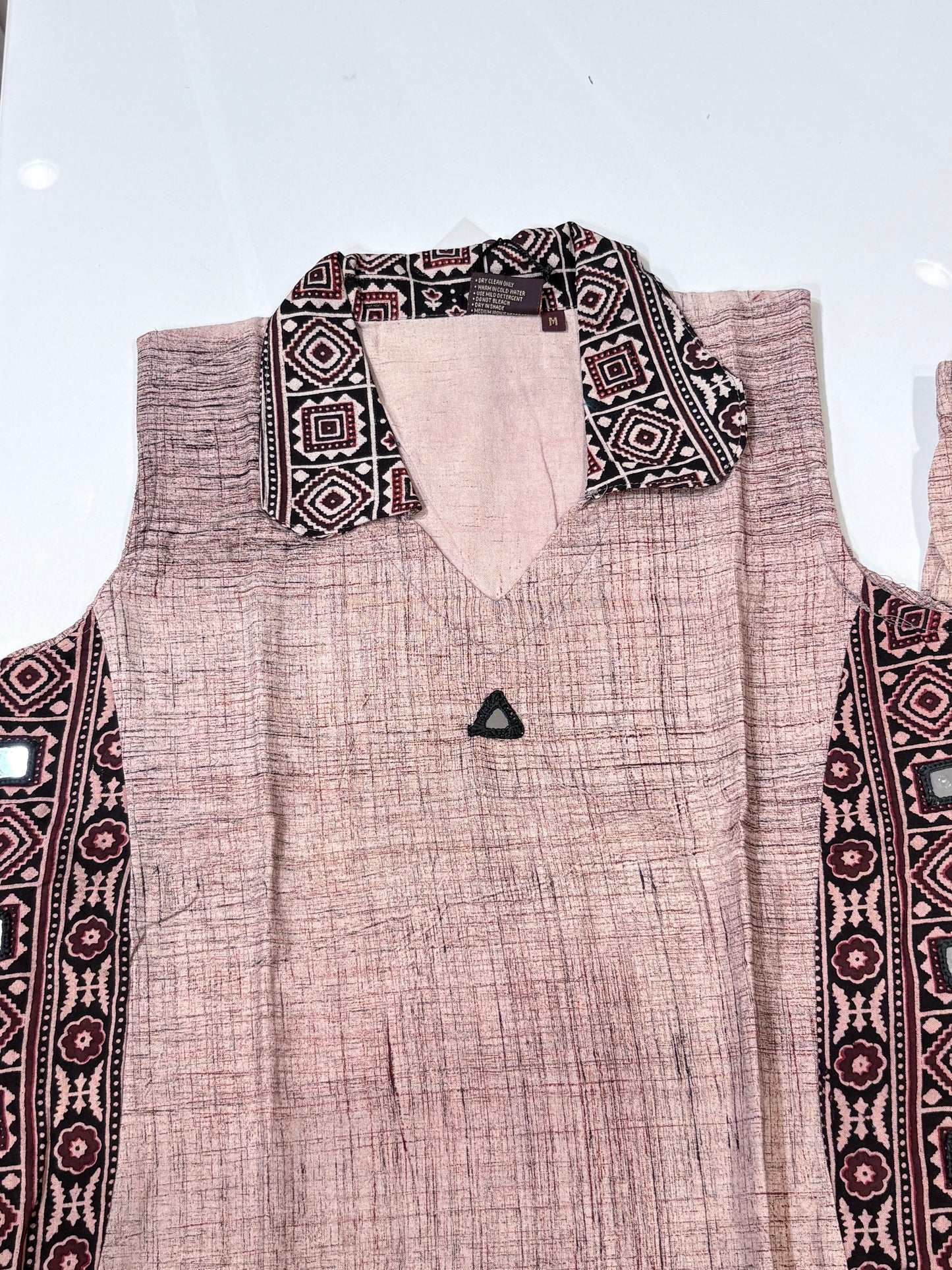 Peach Tribal Print Kurta Pant Co-Ord Set