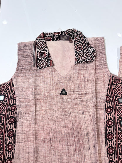 Peach Tribal Print Kurta Pant Co-Ord Set