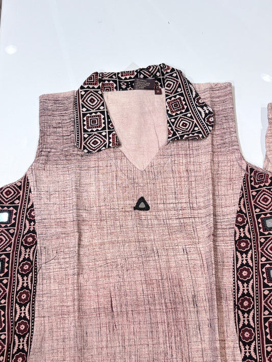 Peach Tribal Print Kurta Pant Co-Ord Set