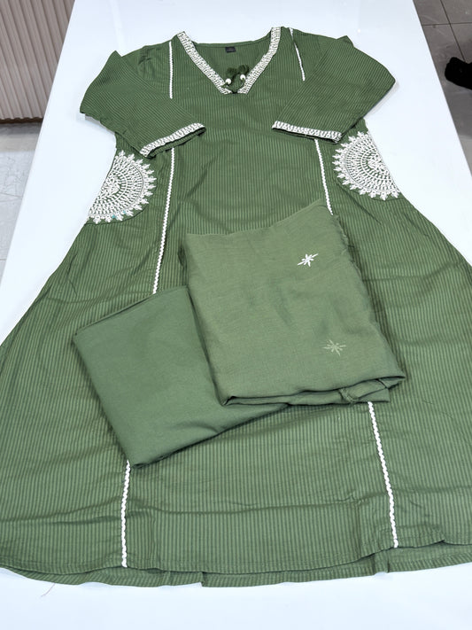 3 piece white embroidered suit