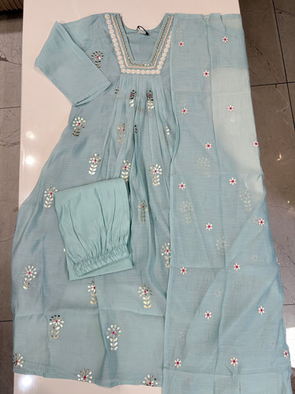 3 piece embroidered suit