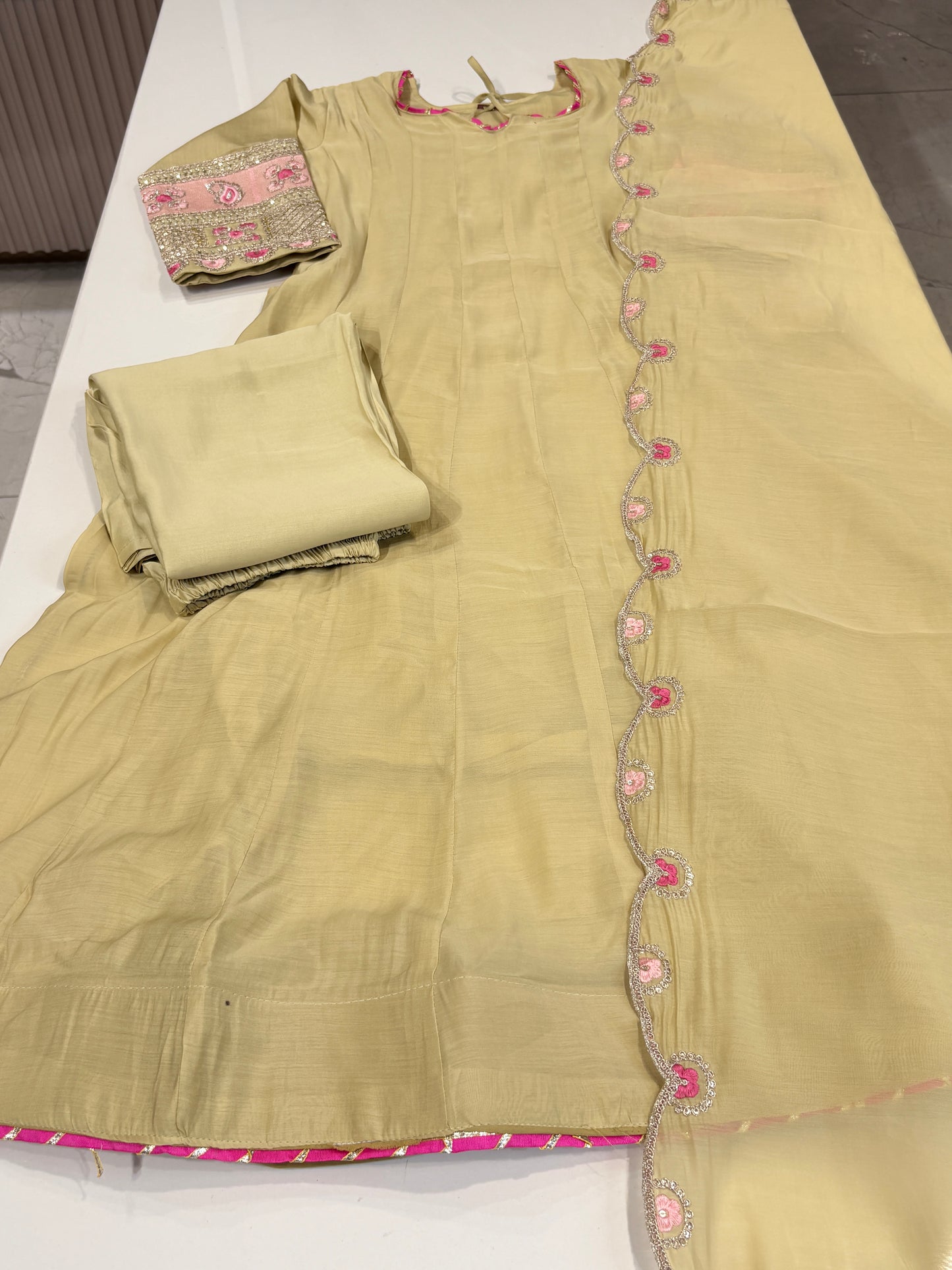 3 piece anarkali embroidery suit