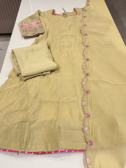 3 piece anarkali embroidery suit