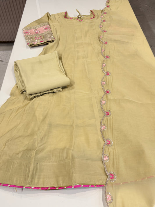 3 piece anarkali embroidery suit
