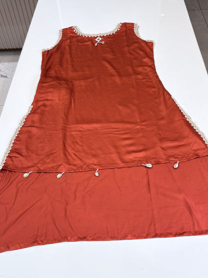 Sleeveless neckline work Co-ord set