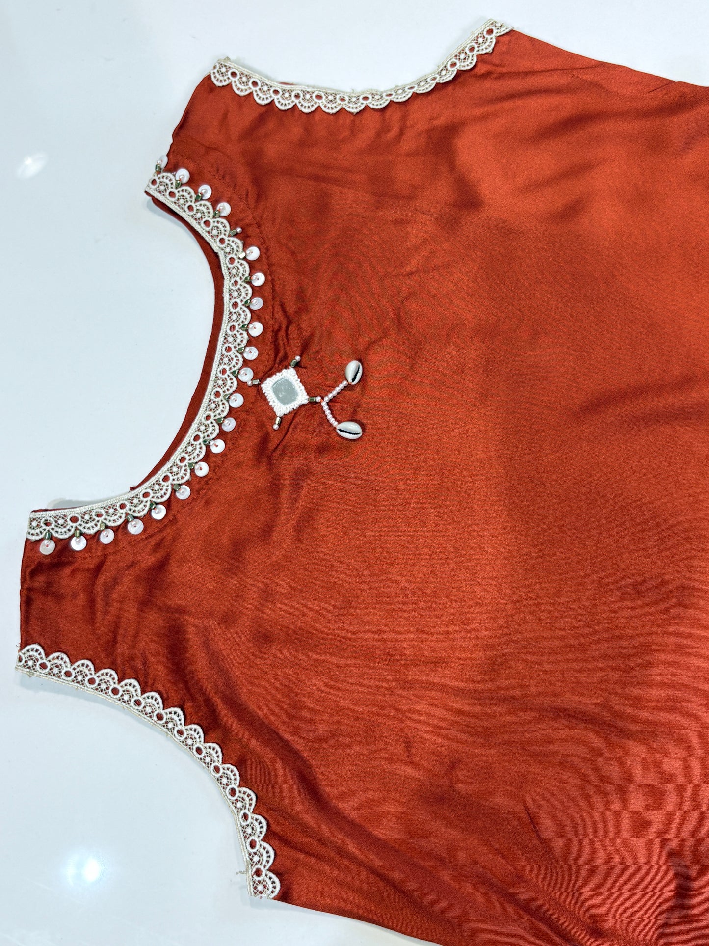 Sleeveless neckline work Co-ord set