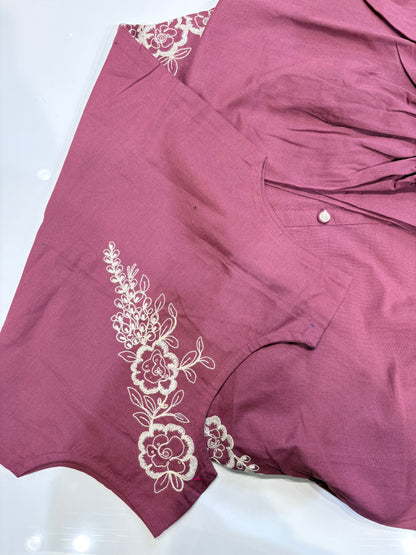 V-neckline embroidery co-ord set