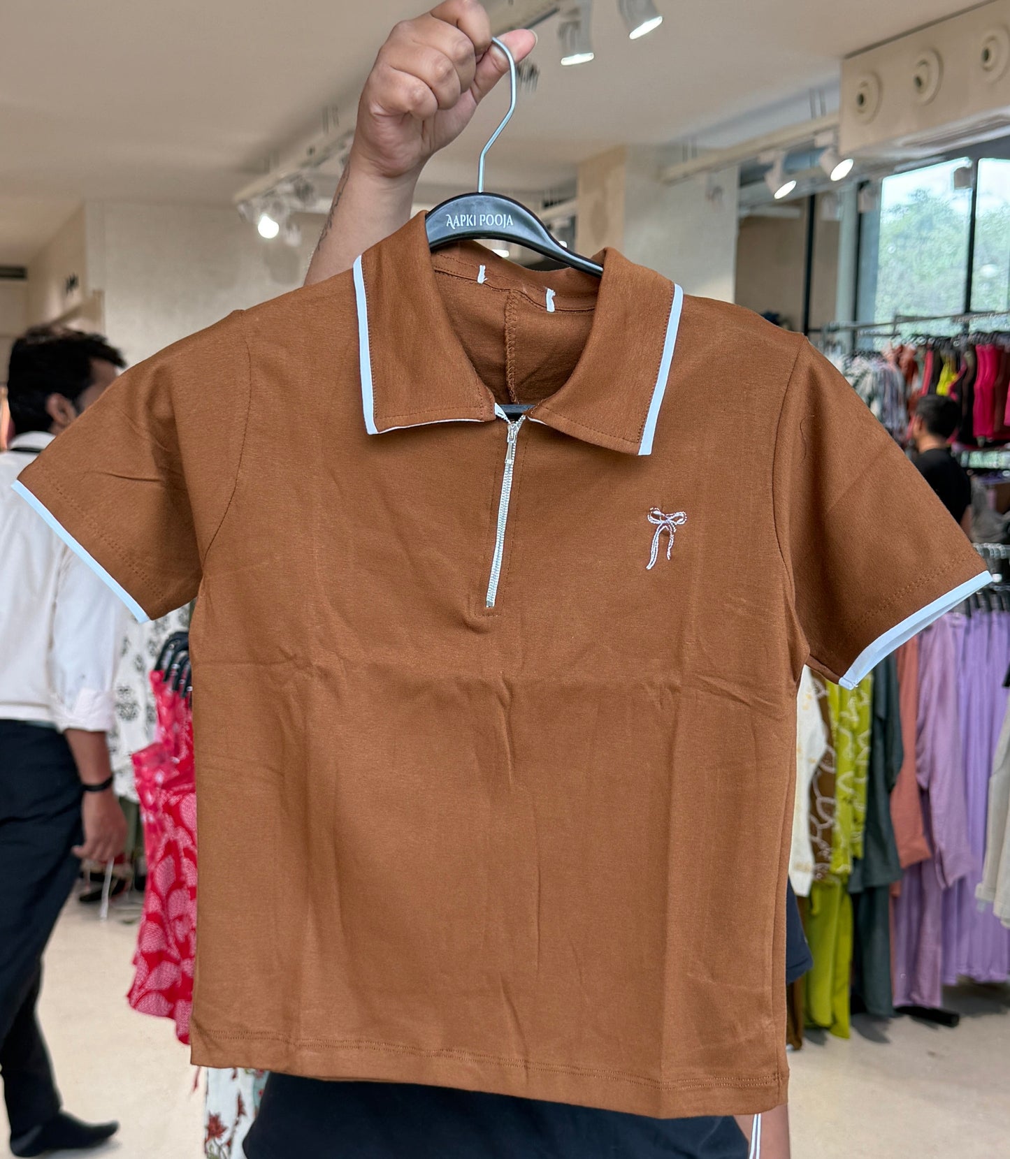Bow detail polo top