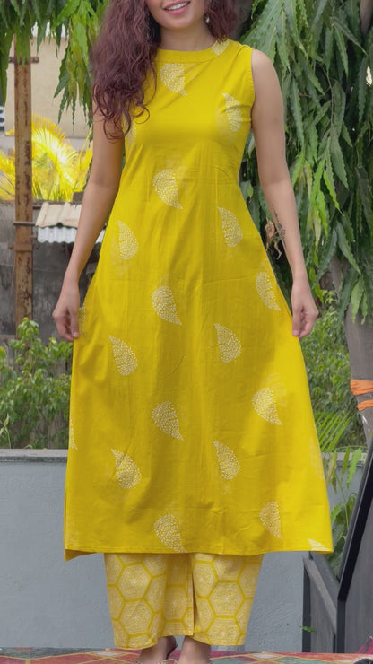 Pure Cotton Printed Kurta & Pants Co-Ord Set for Women | Summer Office Wear
